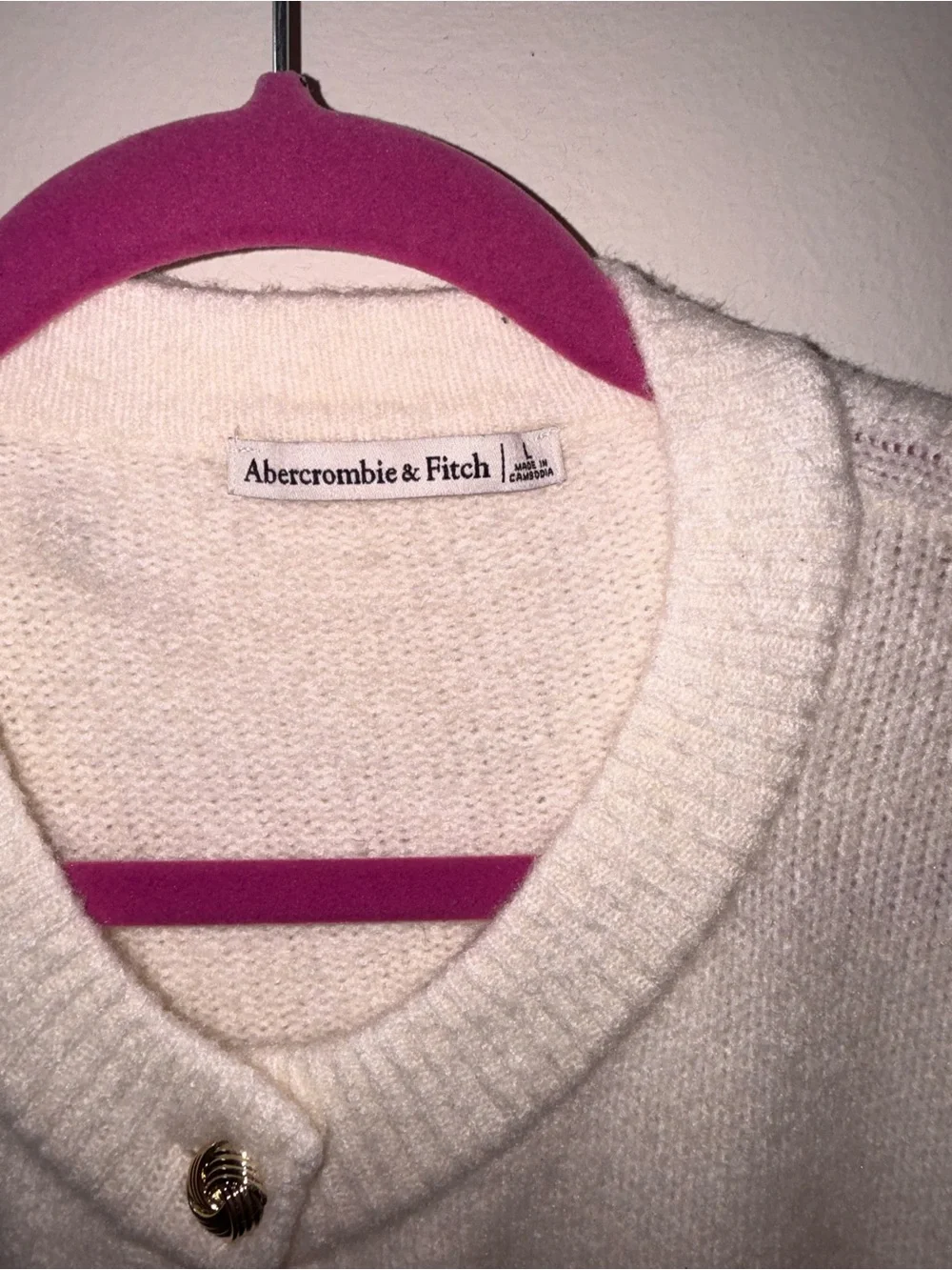 Abercrombie & Fitch Cream Button-Up Women's Cardigan